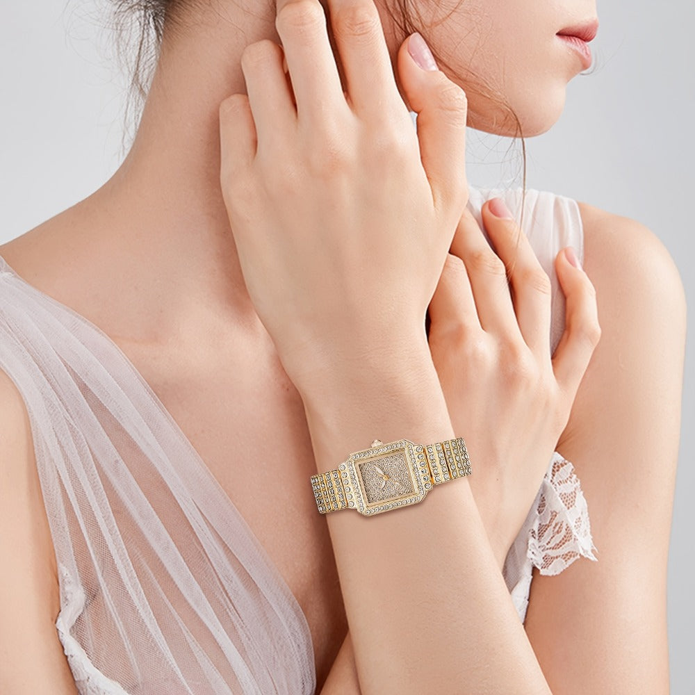 Women's Quartz Watch - Rhinestone for Square Dial Bling Luxury Analog Dress Wristwatch Sparkling - product detail view 7
