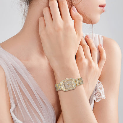 Women's Quartz Watch - Rhinestone for Square Dial Bling Luxury Analog Dress Wristwatch Sparkling - product detail view 7