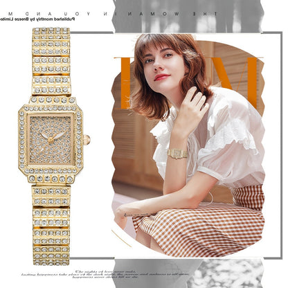 Women's Quartz Watch - Rhinestone for Square Dial Bling Luxury Analog Dress Wristwatch Sparkling - product detail view 9