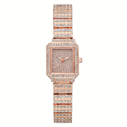Women's Quartz Watch - Rhinestone for Square Dial Bling Luxury Analog Dress Wristwatch Sparkling - product detail view 11