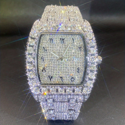Men's Quartz Watch - Rhinestone for Women Tonneau Barrel Shaped Iced Out Luxury Analog - product detail view 3