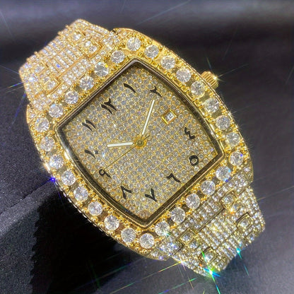 Men's Quartz Watch - Rhinestone for Women Tonneau Barrel Shaped Iced Out Luxury Analog - product detail view 4