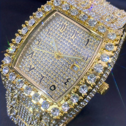 Men's Quartz Watch - Rhinestone for Women Tonneau Barrel Shaped Iced Out Luxury Analog - product detail view 8