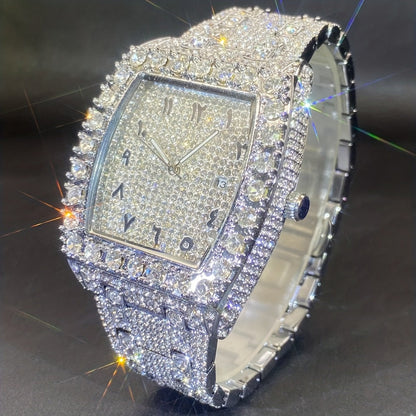 Men's Quartz Watch - Rhinestone for Women Tonneau Barrel Shaped Iced Out Luxury Analog - product detail view 10