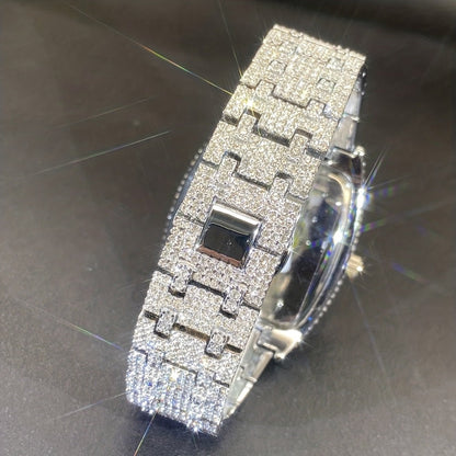 Men's Quartz Watch - Rhinestone for Women Tonneau Barrel Shaped Iced Out Luxury Analog - product detail view 12
