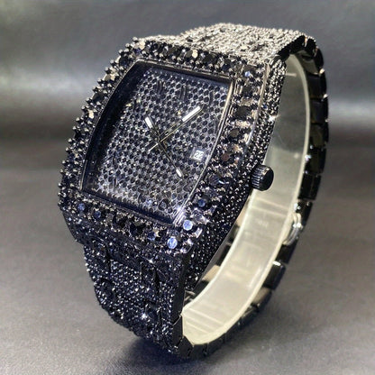 Men's Quartz Watch - Rhinestone for Women Tonneau Barrel Shaped Iced Out Luxury Analog - product detail view 13