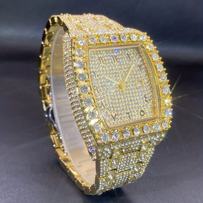 Men's Quartz Watch - Rhinestone for Women Tonneau Barrel Shaped Iced Out Luxury Analog - product detail view 14