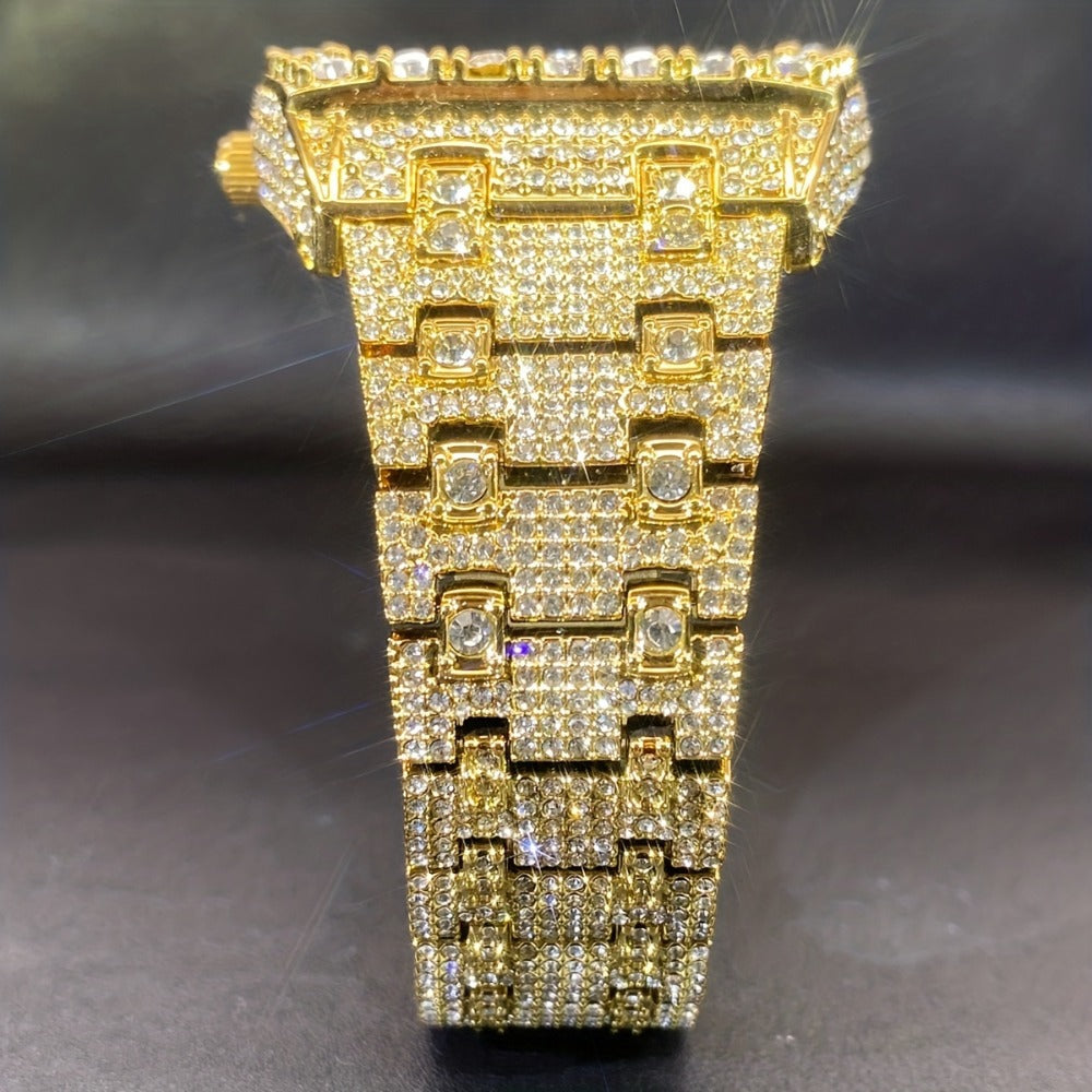 Men's Quartz Watch - Rhinestone for Women Tonneau Barrel Shaped Iced Out Luxury Analog - product detail view 15