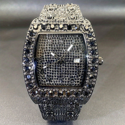 Men's Quartz Watch - Rhinestone for Women Tonneau Barrel Shaped Iced Out Luxury Analog - product detail view 16