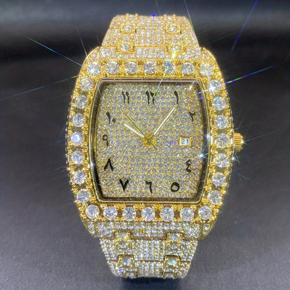 Men's Quartz Watch - Rhinestone for Women Tonneau Barrel Shaped Iced Out Luxury Analog - product detail view 17