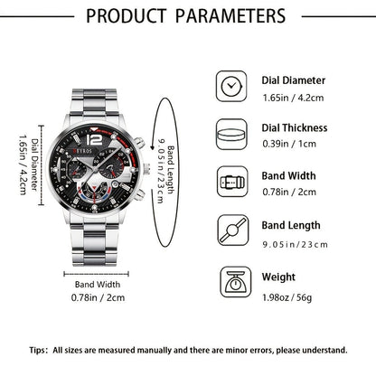 Men's Quartz Watch - 's Analog Set 3pcs Wristwatch, Matching Necklace & Bracelet Combo for - product detail view 3