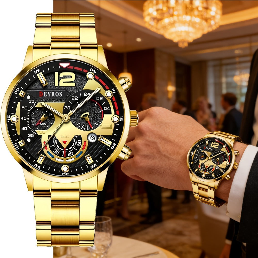 Men's Quartz Watch - 's Analog Set 3pcs Wristwatch, Matching Necklace & Bracelet Combo for - product detail view 6