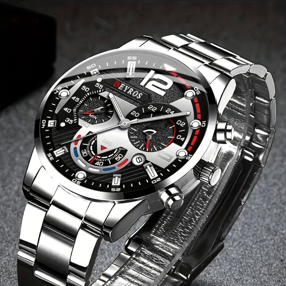 Men's Quartz Watch - 's Analog Set 3pcs Wristwatch, Matching Necklace & Bracelet Combo for - product detail view 9