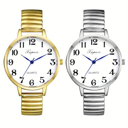 Women's Quartz Watch - 's Analog with Stretch Band - Round Case Large Arabic Numeral Dial - main product view