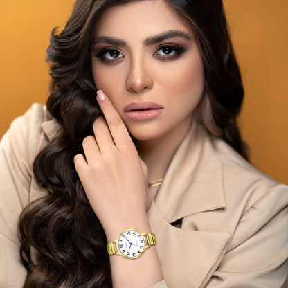 Women's Quartz Watch - 's Analog with Stretch Band - Round Case Large Arabic Numeral Dial - product detail view 4
