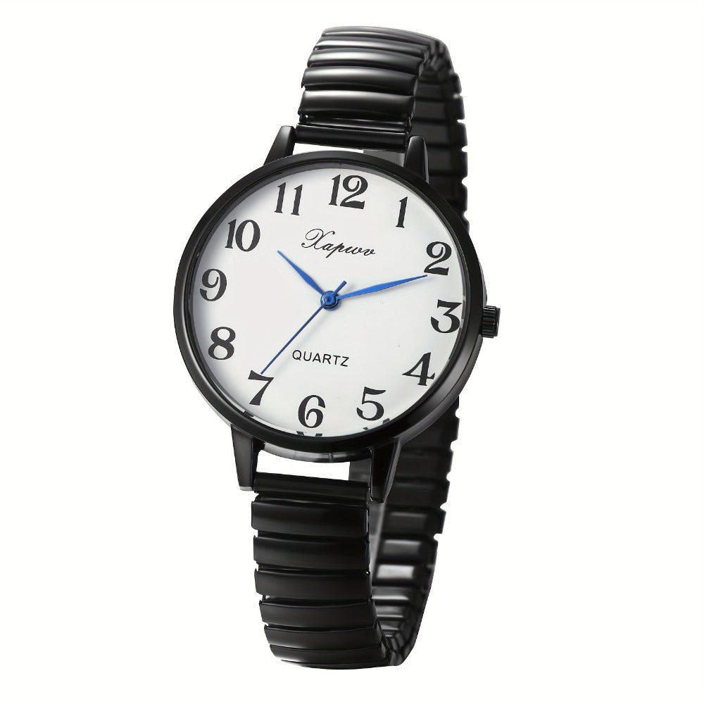 Women's Quartz Watch - 's Analog with Stretch Band - Round Case Large Arabic Numeral Dial - product detail view 5