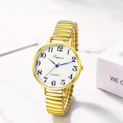 Women's Quartz Watch - 's Analog with Stretch Band - Round Case Large Arabic Numeral Dial - product detail view 7