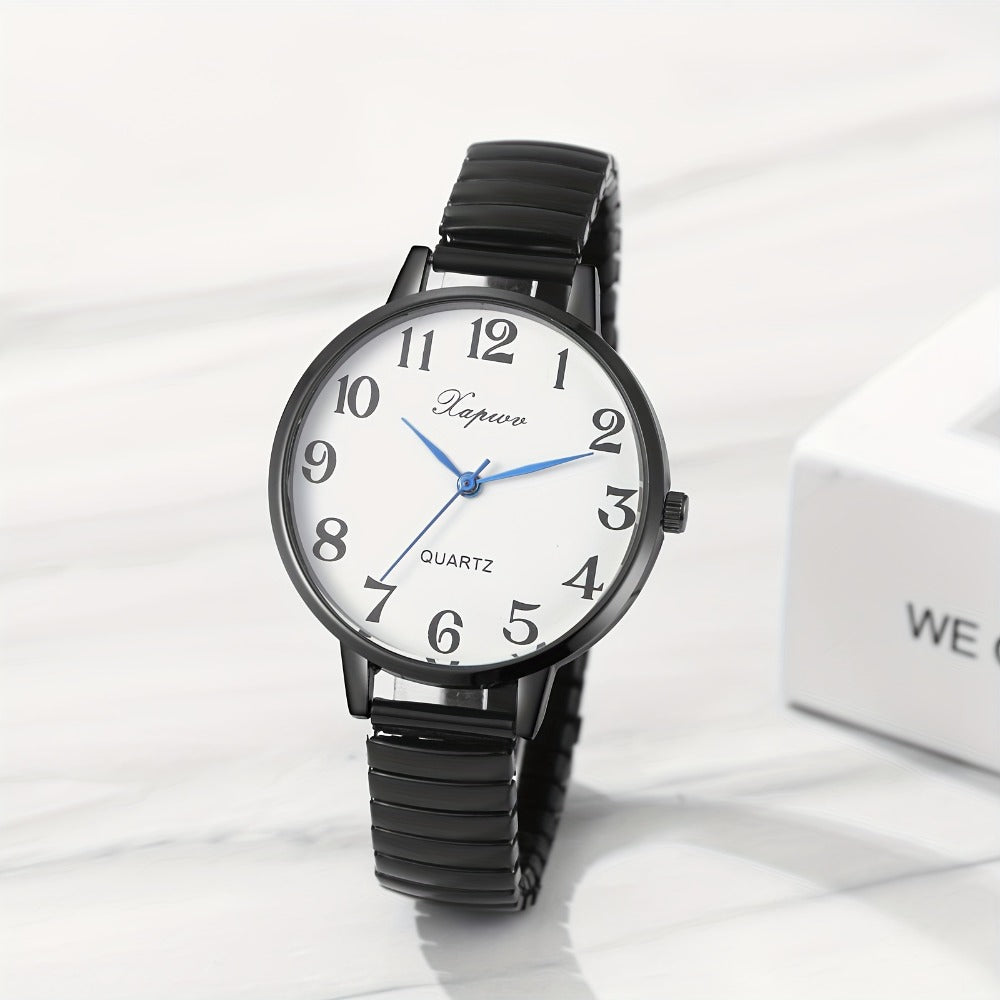 Women's Quartz Watch - 's Analog with Stretch Band - Round Case Large Arabic Numeral Dial - product detail view 11