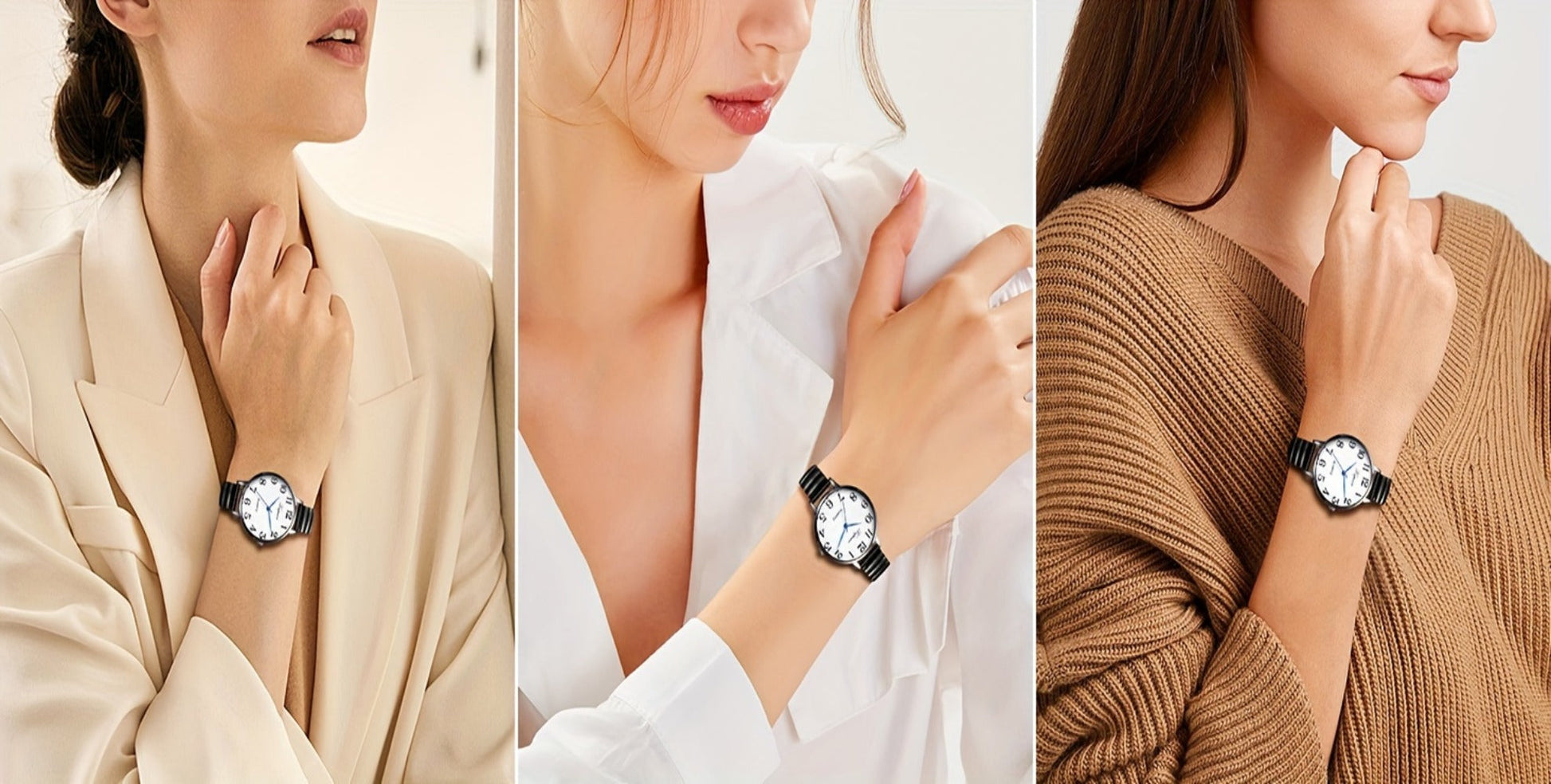 Women's Quartz Watch - 's Analog with Stretch Band - Round Case Large Arabic Numeral Dial - product detail view 16