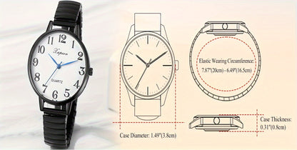 Women's Quartz Watch - 's Analog with Stretch Band - Round Case Large Arabic Numeral Dial - product detail view 18