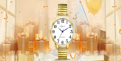 Women's Quartz Watch - 's Analog with Stretch Band - Round Case Large Arabic Numeral Dial - product detail view 19