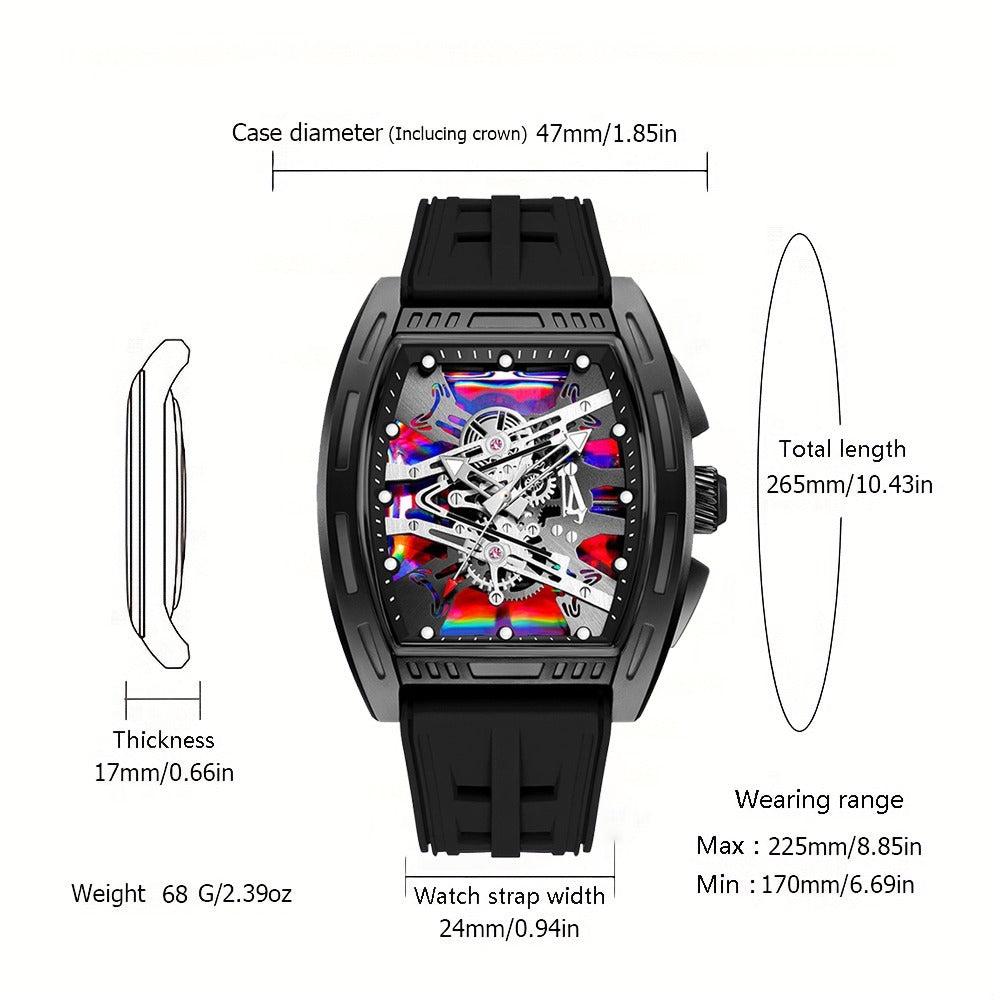 Men's Quartz Watch - 's Barrel Shape Luxury Retro Style Silicone Strap Wristwatch, Fashion - product detail view 8