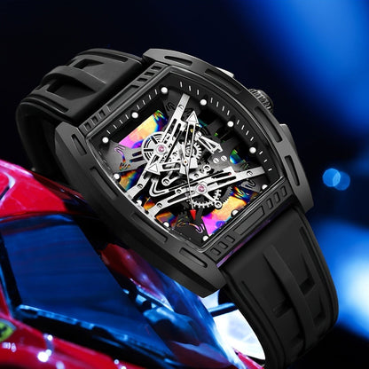 Men's Quartz Watch - 's Barrel Shape Luxury Retro Style Silicone Strap Wristwatch, Fashion - product detail view 11