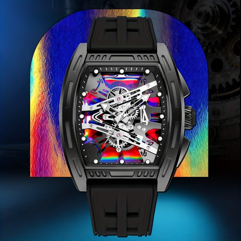 Men's Quartz Watch - 's Barrel Shape Luxury Retro Style Silicone Strap Wristwatch, Fashion - product detail view 21