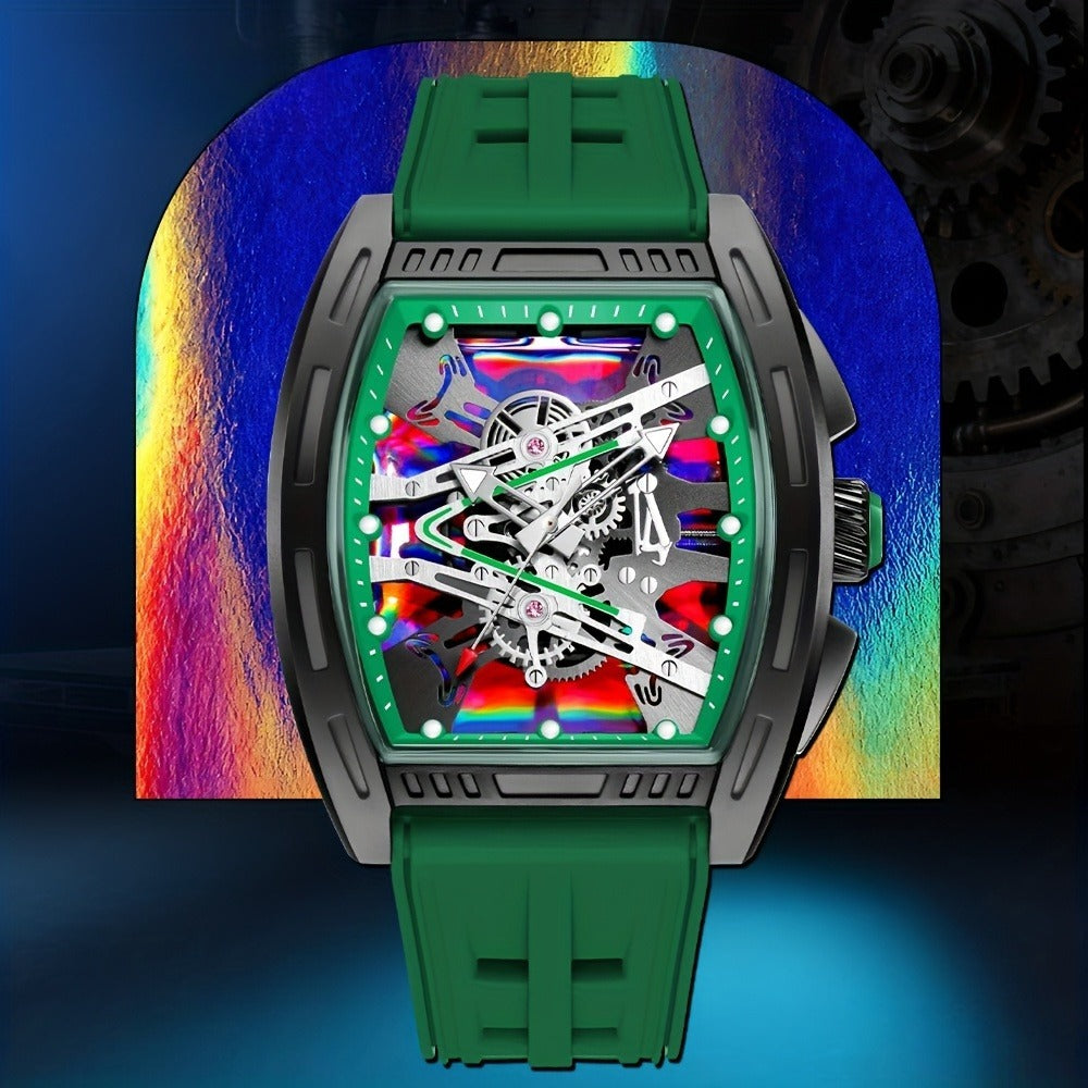Men's Quartz Watch - 's Barrel Shape Luxury Retro Style Silicone Strap Wristwatch, Fashion - product detail view 24