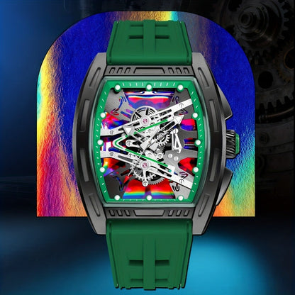 Men's Quartz Watch - 's Barrel Shape Luxury Retro Style Silicone Strap Wristwatch, Fashion - product detail view 24