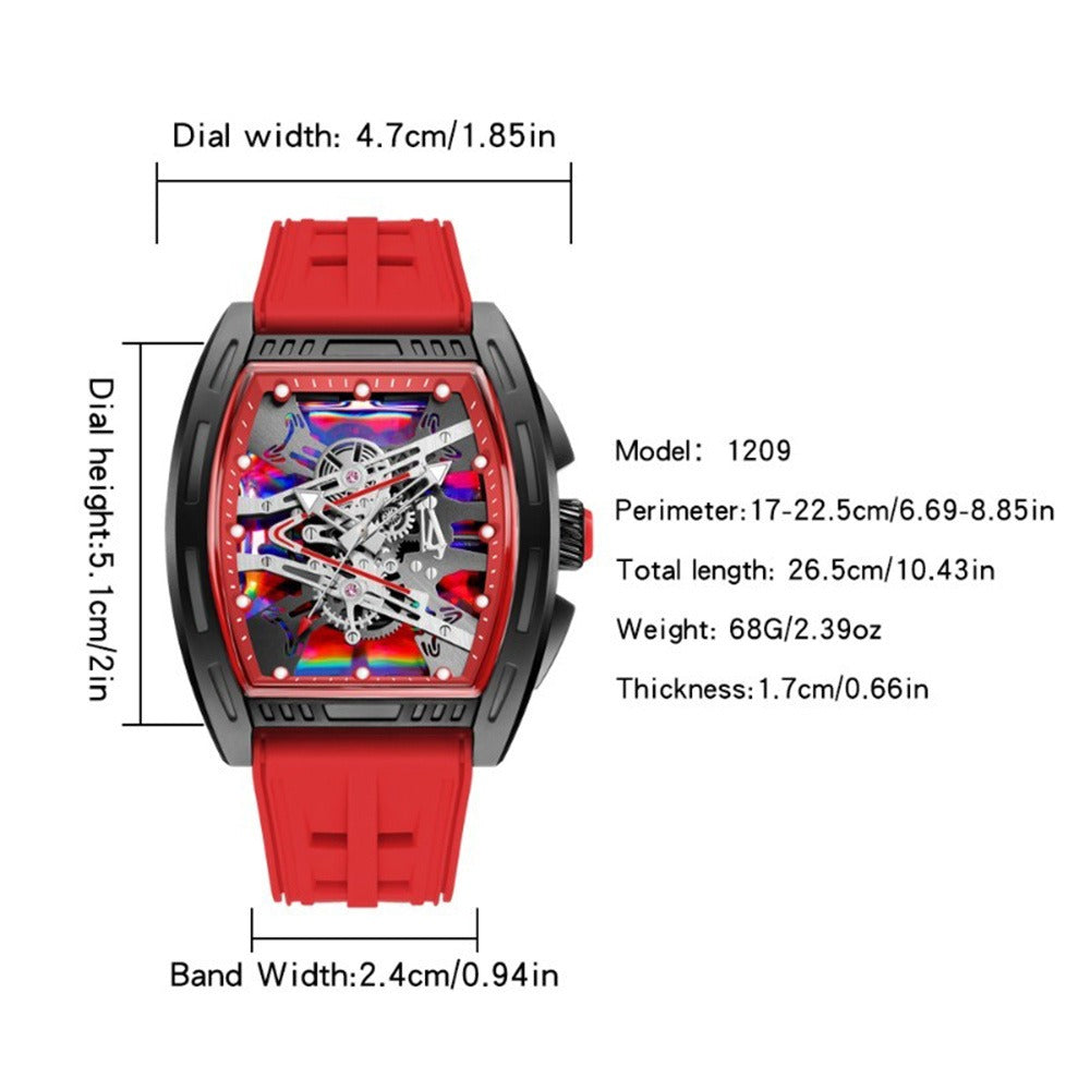 Men's Quartz Watch - 's Barrel Shape Luxury Retro Style Silicone Strap Wristwatch, Fashion - product detail view 27