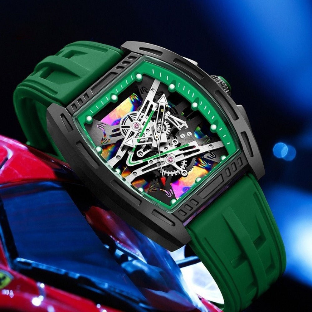 Men's Quartz Watch - 's Barrel Shape Luxury Retro Style Silicone Strap Wristwatch, Fashion - product detail view 30