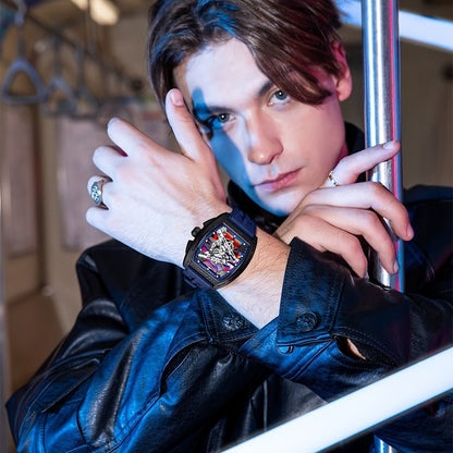 Men's Quartz Watch - 's Barrel Shape Luxury Retro Style Silicone Strap Wristwatch, Fashion - product detail view 32