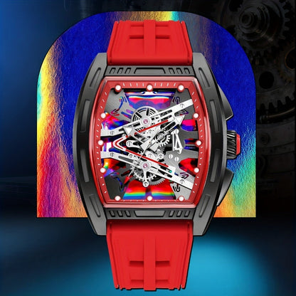 Men's Quartz Watch - 's Barrel Shape Luxury Retro Style Silicone Strap Wristwatch, Fashion - product detail view 35