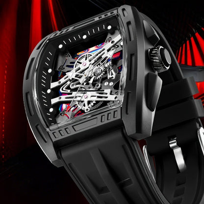 Men's Quartz Watch - 's Barrel Shape Luxury Retro Style Silicone Strap Wristwatch, Fashion - product detail view 37