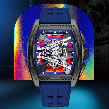 Men's Quartz Watch - 's Barrel Shape Luxury Retro Style Silicone Strap Wristwatch, Fashion - product detail view 38