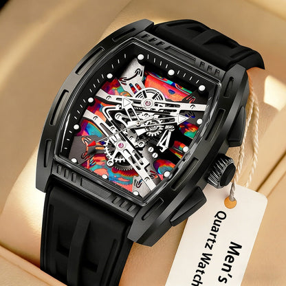 Men's Quartz Watch - 's Barrel Shape Luxury Retro Style Silicone Strap Wristwatch, Fashion - product detail view 40