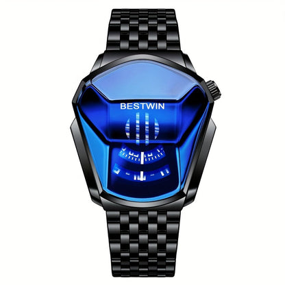 Men's Quartz Watch - 's Blue Rhinestone Dial Steel Band Business Dress for Fashion Analog - product detail view 5