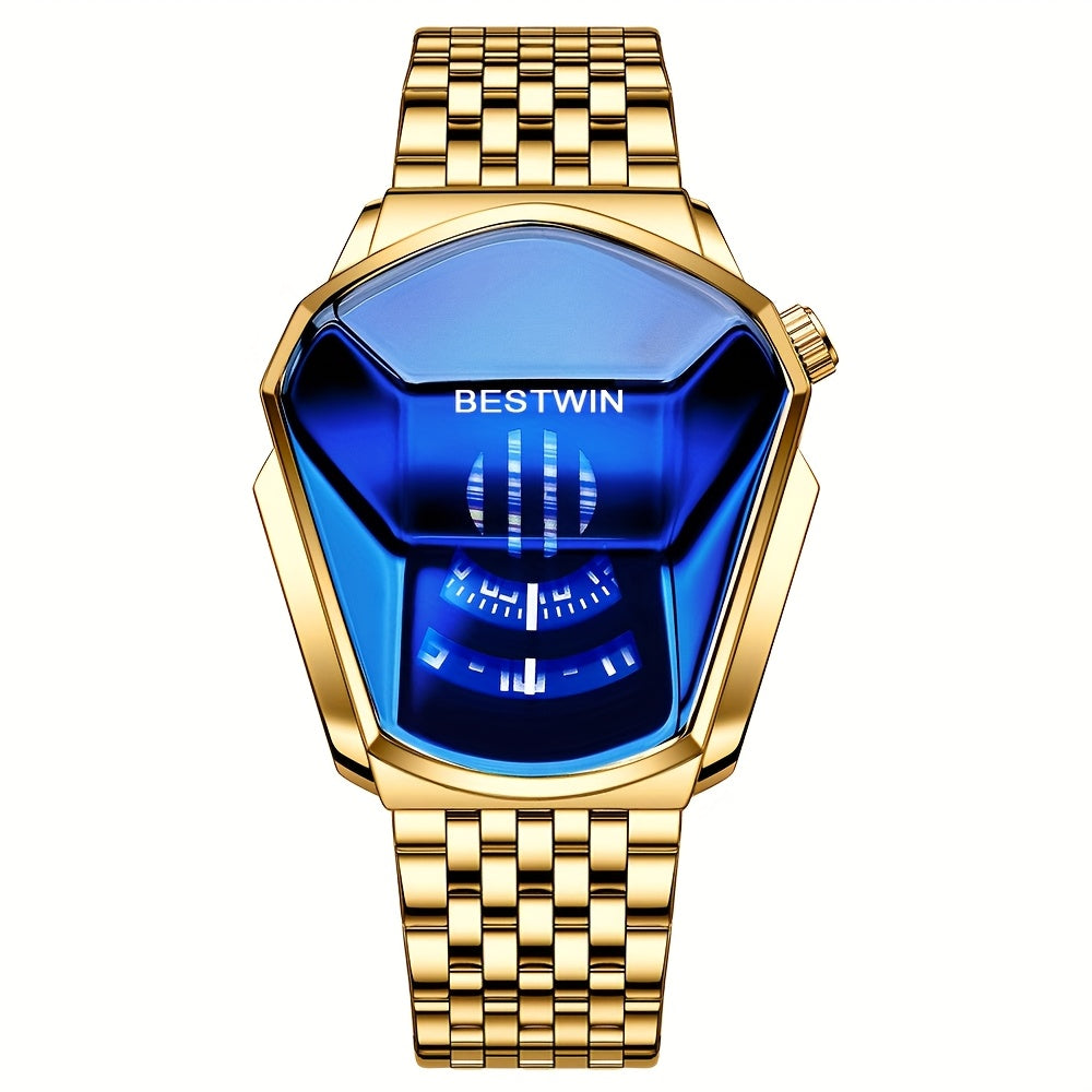 Men's Quartz Watch - 's Blue Rhinestone Dial Steel Band Business Dress for Fashion Analog - product detail view 13