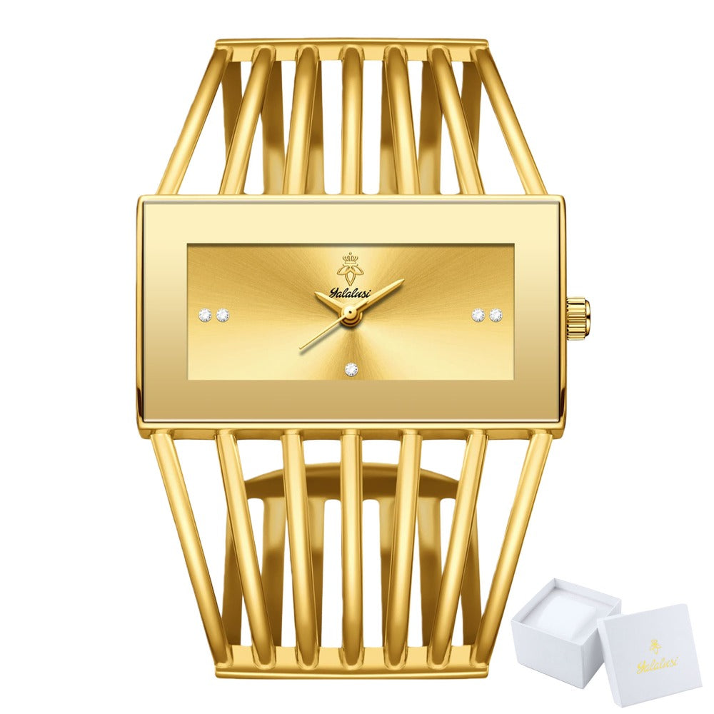 Women's Quartz Watch - 's Bracelet Elastic Openwork Band Square Dial Rhinestone Accents Elegant - product detail view 3