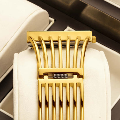 Women's Quartz Watch - 's Bracelet Elastic Openwork Band Square Dial Rhinestone Accents Elegant - product detail view 4