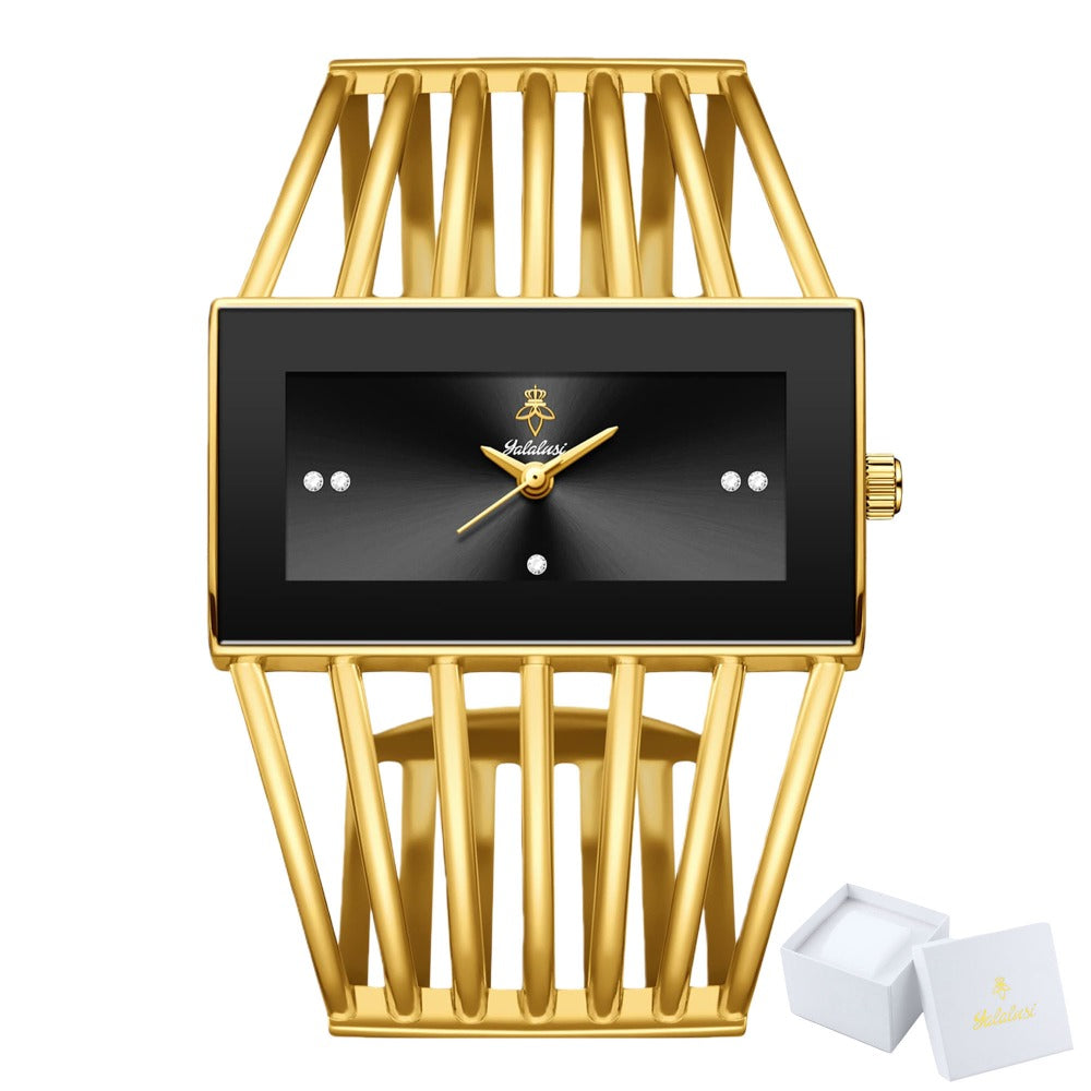 Women's Quartz Watch - 's Bracelet Elastic Openwork Band Square Dial Rhinestone Accents Elegant - product detail view 7