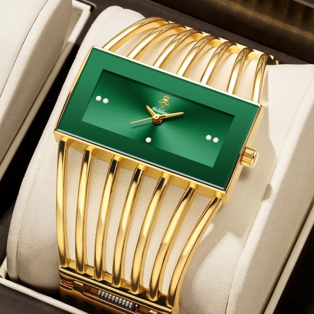 Women's Quartz Watch - 's Bracelet Elastic Openwork Band Square Dial Rhinestone Accents Elegant - product detail view 8