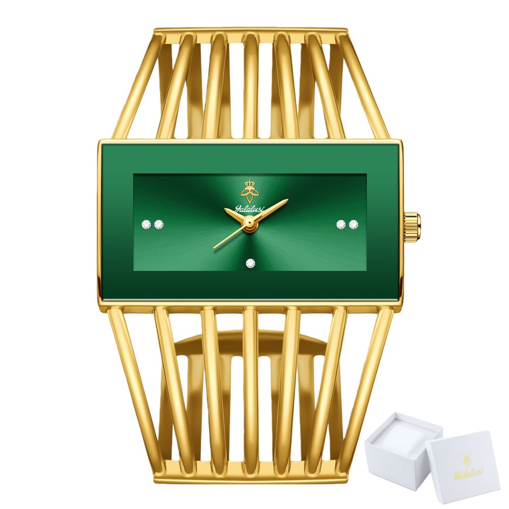 Women's Quartz Watch - 's Bracelet Elastic Openwork Band Square Dial Rhinestone Accents Elegant - product detail view 9