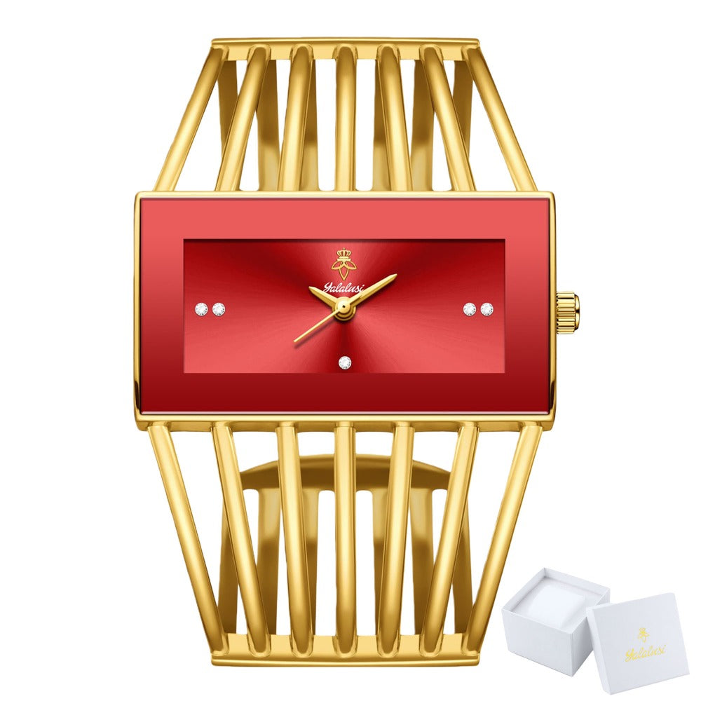Women's Quartz Watch - 's Bracelet Elastic Openwork Band Square Dial Rhinestone Accents Elegant - product detail view 11