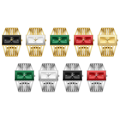 Women's Quartz Watch - 's Bracelet Elastic Openwork Band Square Dial Rhinestone Accents Elegant - product detail view 12