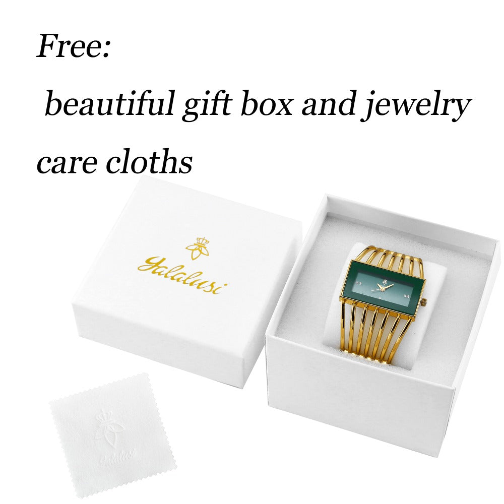 Women's Quartz Watch - 's Bracelet Elastic Openwork Band Square Dial Rhinestone Accents Elegant - product detail view 14