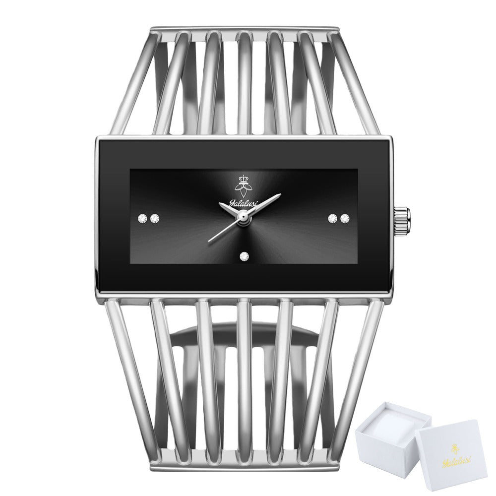 Women's Quartz Watch - 's Bracelet Elastic Openwork Band Square Dial Rhinestone Accents Elegant - product detail view 15