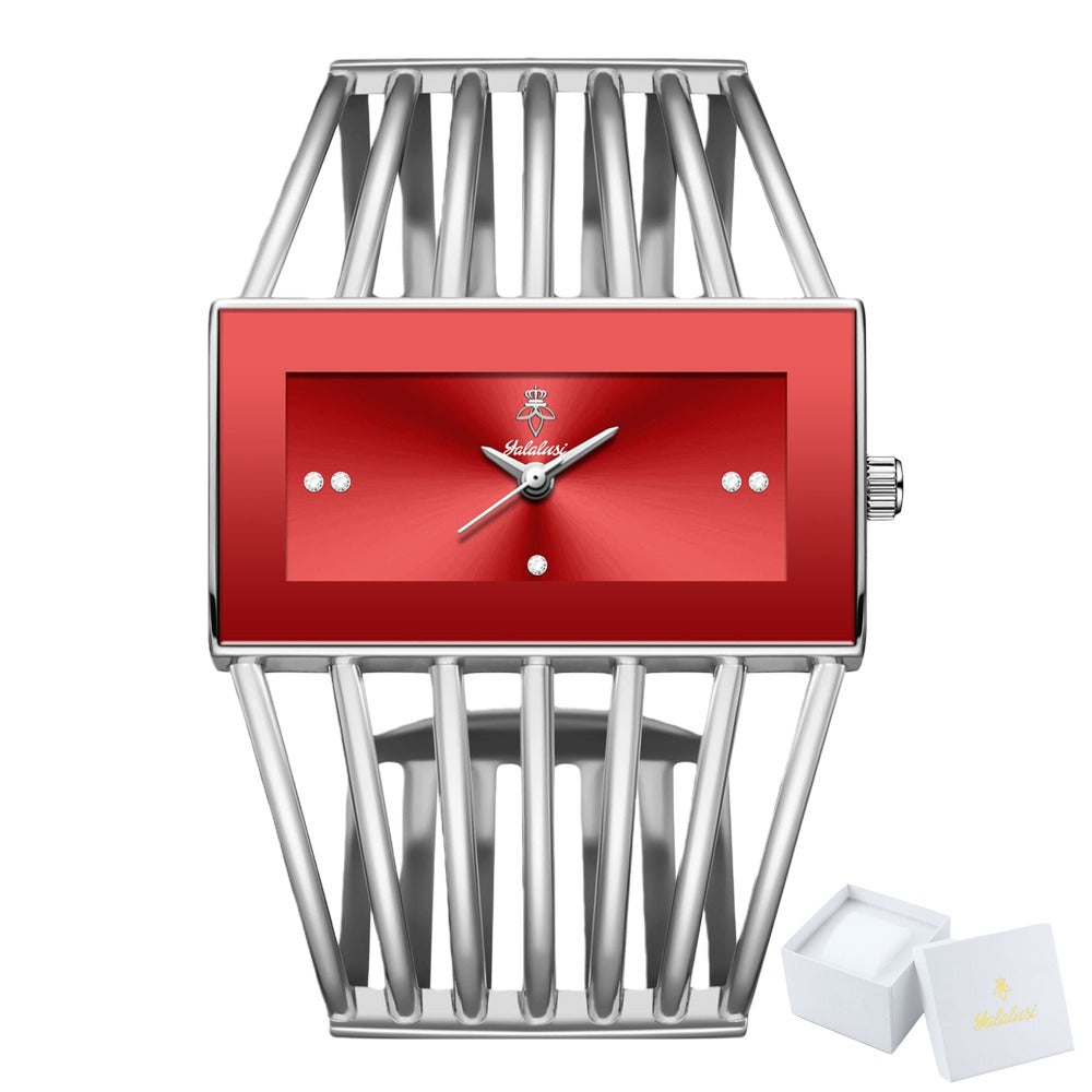 Women's Quartz Watch - 's Bracelet Elastic Openwork Band Square Dial Rhinestone Accents Elegant - product detail view 17