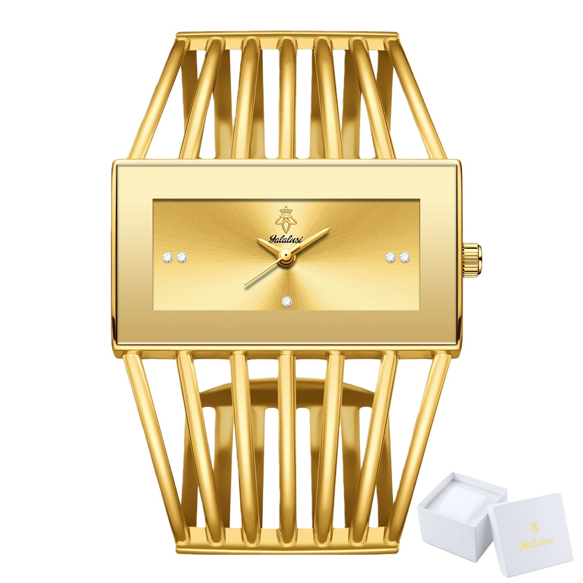 Women's Quartz Watch - 's Bracelet Elastic Openwork Band Square Dial Rhinestone Accents Elegant - product detail view 18